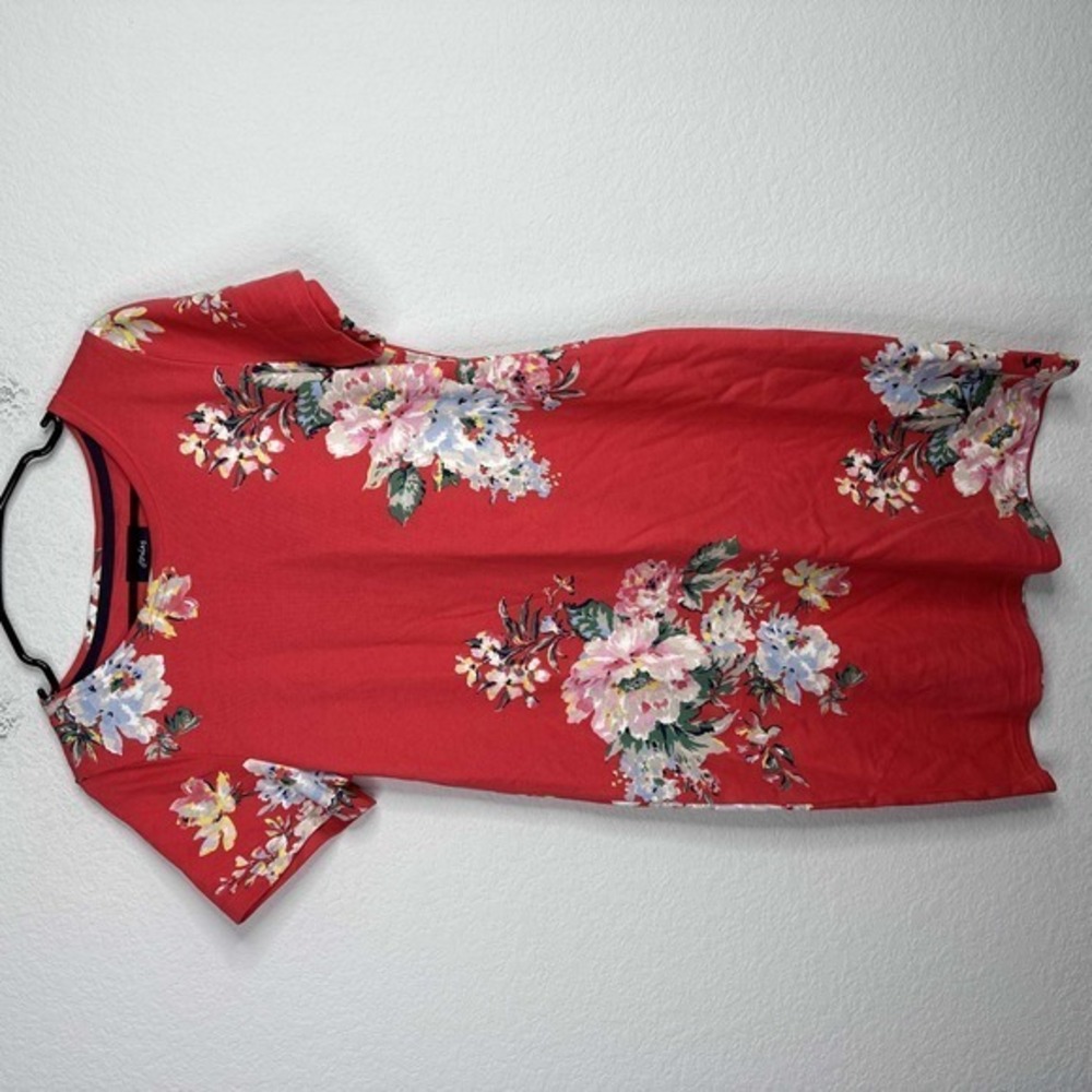 Joules Dress‎ Womens Size 10 Red Floral Short Sleeve Casual Coquette Sheath